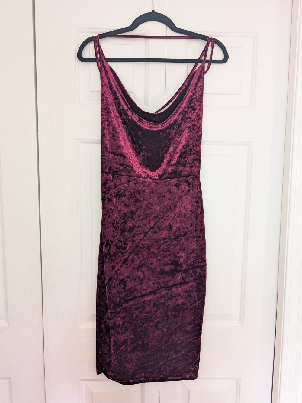 Bear Dance Crushed Velvet Cowl Slip Dress - Burgundy